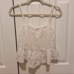 White eyelet lace American eagle tank top